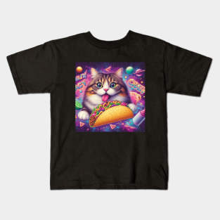 Cute cat galaxy crazy Kids T-Shirt